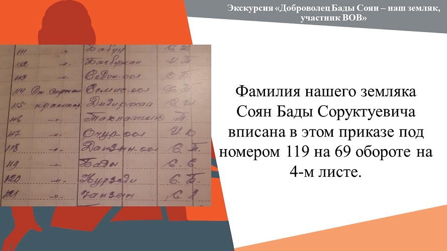  «Наш земляк, доброволец Бады-Соян - участник Великой Отечественной войны»